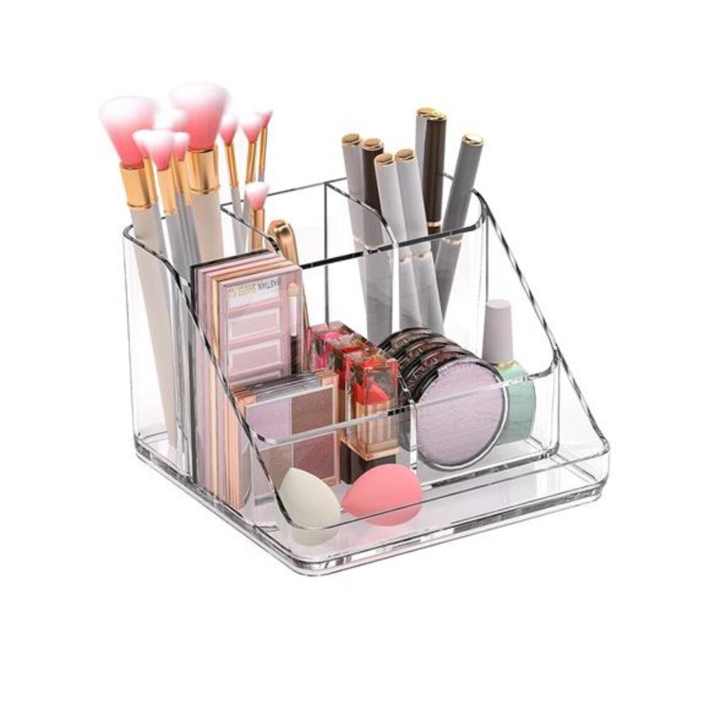 Makeup Organizer Tray, 6-Compartment Vanity Makeup Organizer for Bathroom Vanity